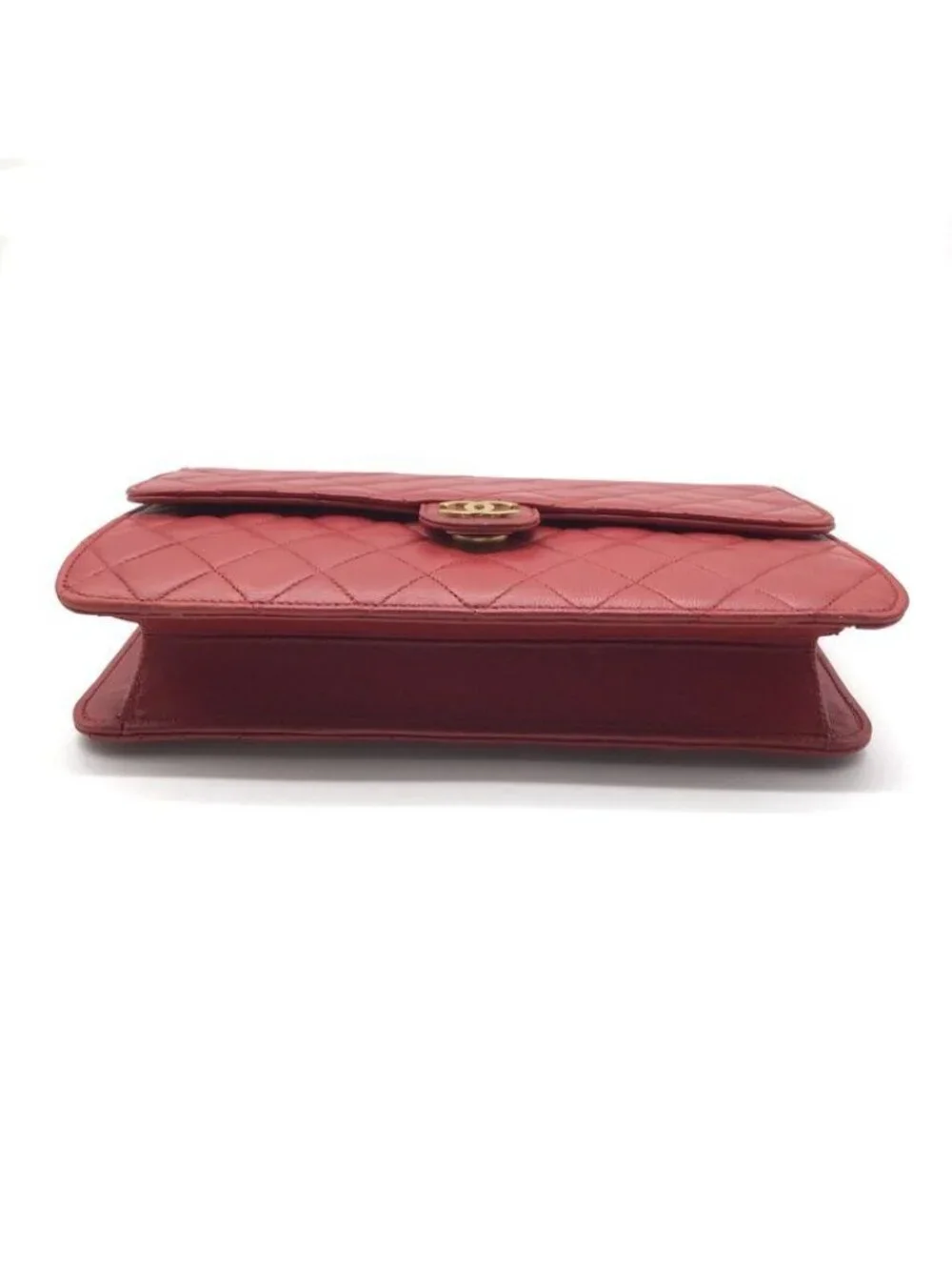 Chanel CC Logo Quilted Chain Shoulder Bag Push Lock Leather